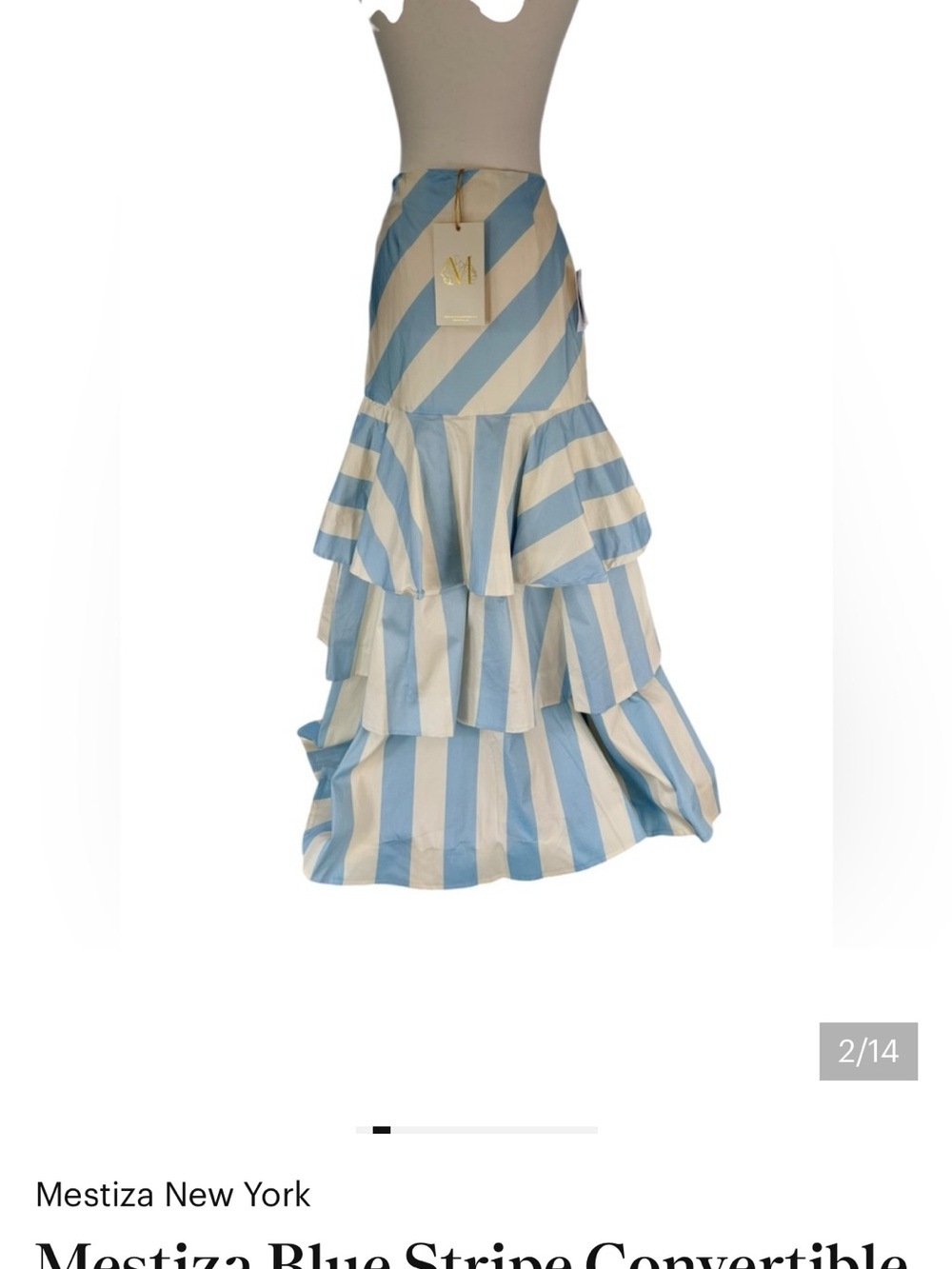 Mestiza Blue Stripe Convertible Skirt-NWT - Picture 4 of 7